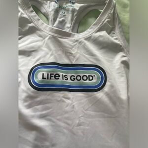 Life is Good Active Top White Size Medium Women’s Racerback Yoga Running Gym
